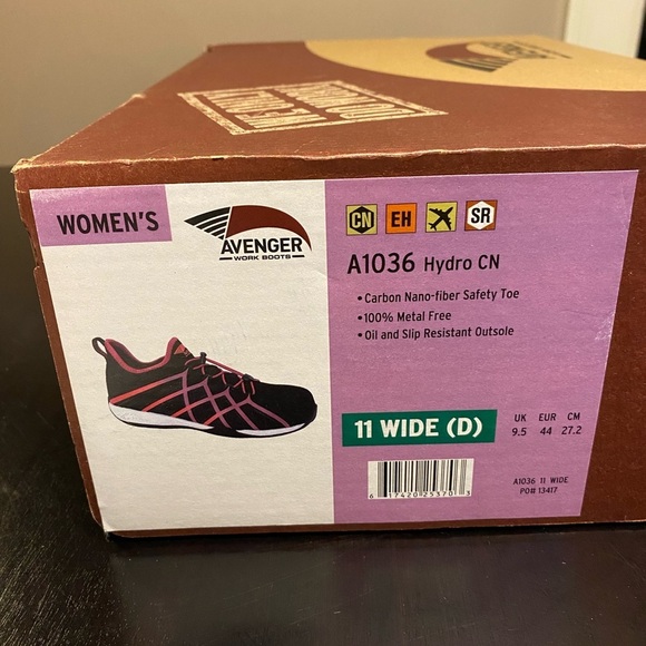 Avenger A1036 carbon fiber toe work shoe oil / slip resistant Pink/black 11 Wide - Picture 7 of 9